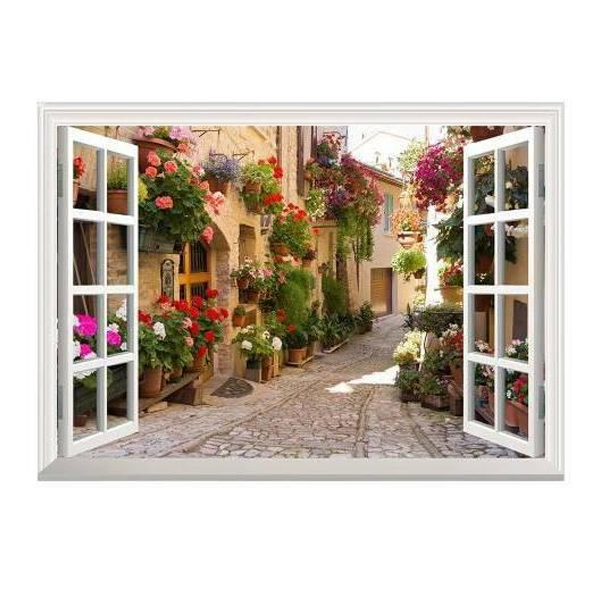 Декоративная наклейка на стену M00417 Цветущий город 90х60 см