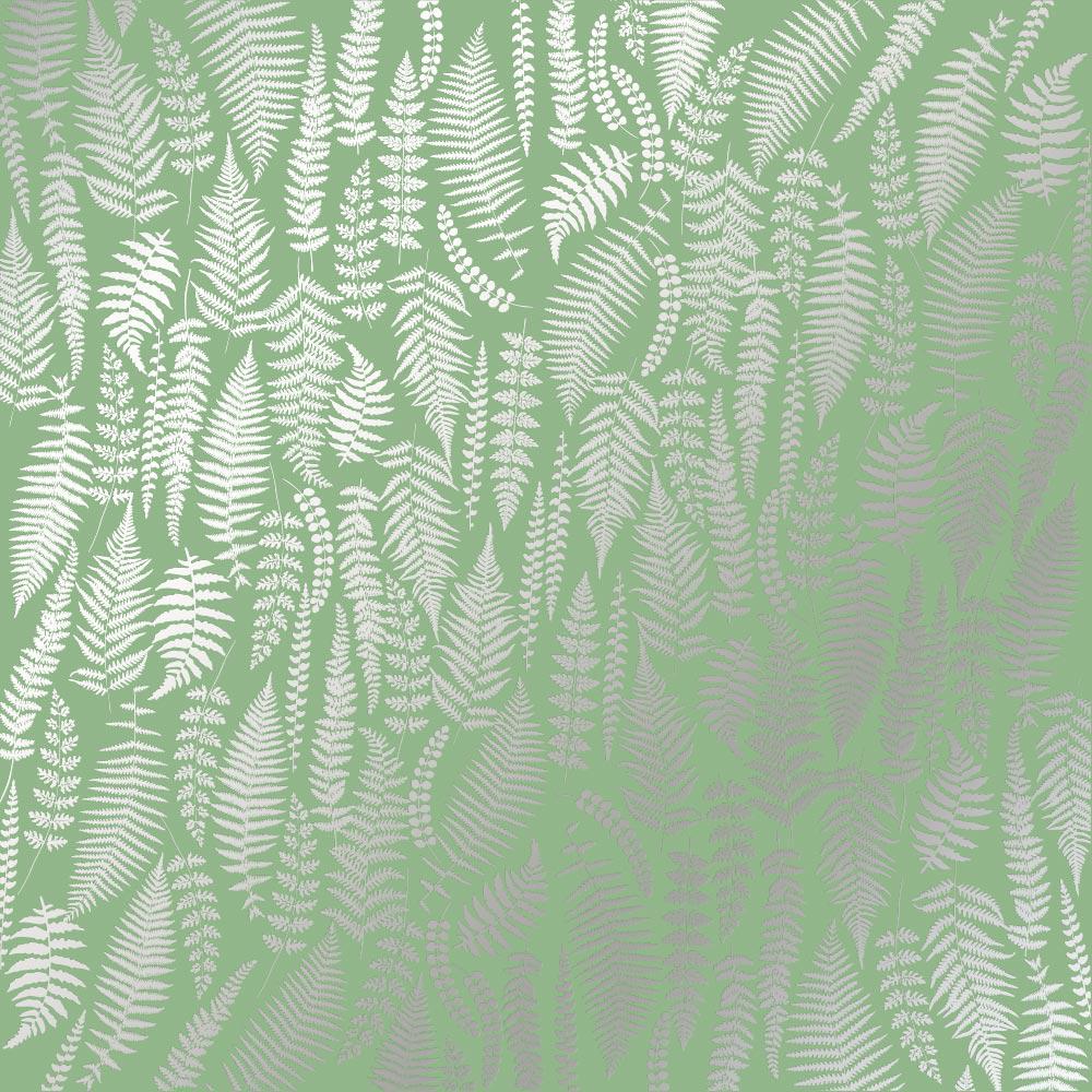 Лист бумаги односторонний Silver Fern с серебряным тиснением 30,5х30,5 см Avocado