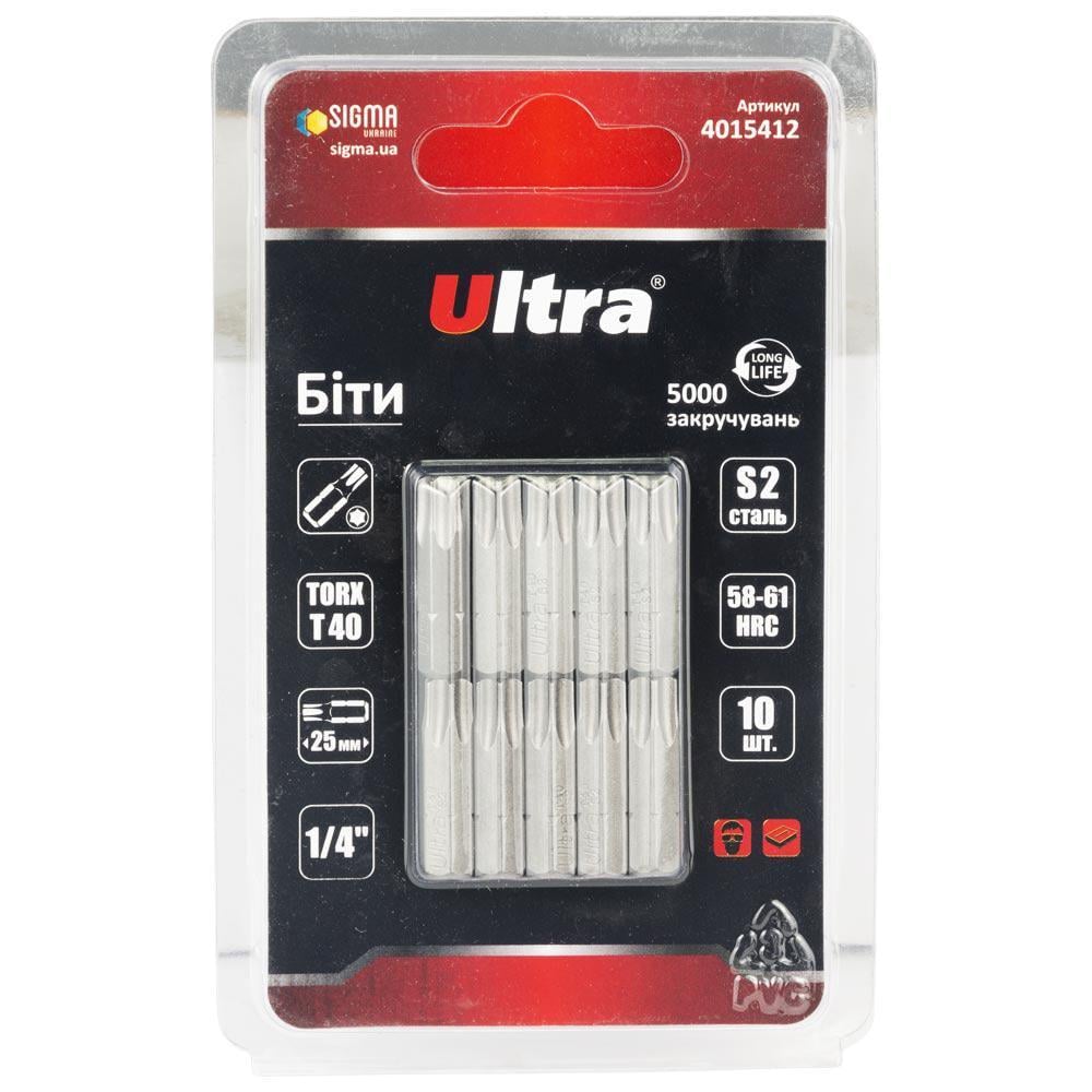 Набор бит Ultra TORX 40x25 мм 1/4" 10 шт. S2 в блистере (4015412)