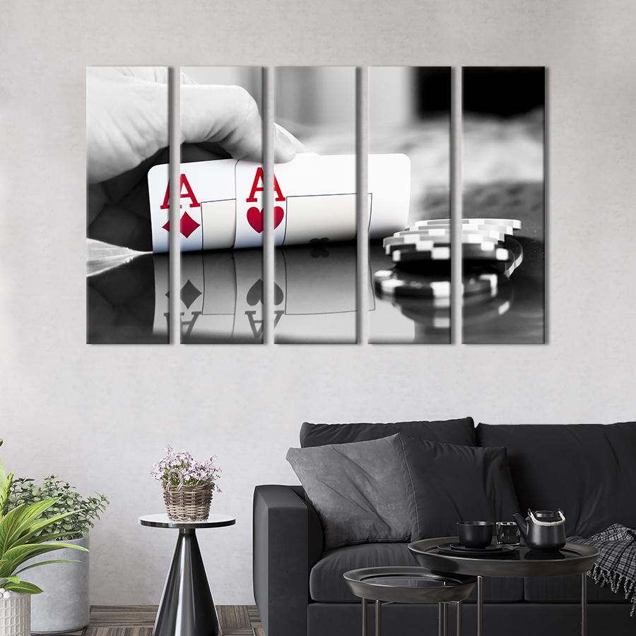 Модульная картина из 5 частей на холсте Парный туз в покере 87x50 см (477-51)