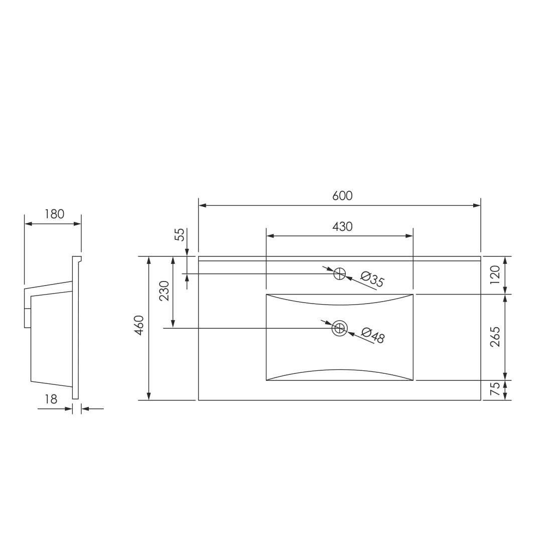 Тумба с умывальником подвесная Imprese VALTICE f3202G 59,5x59,4x45 см Серый (161355) - фото 4