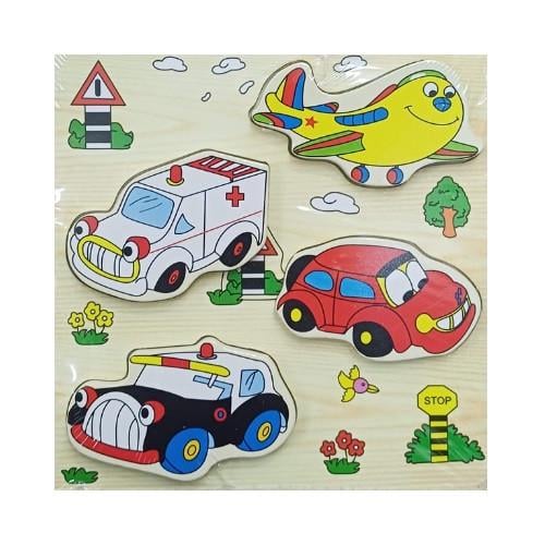 Деревянная игрушка Рамка-вкладыш транспорт (MD 2651)