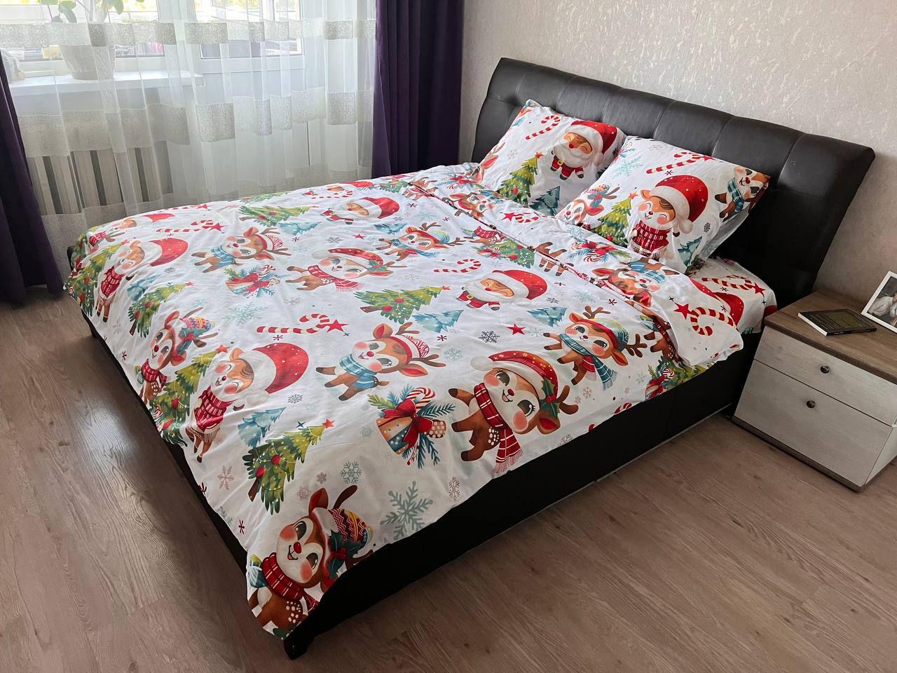 Комплект постільної білизни новорічний Gold Lux двоспальний бязь 180х220 см (29739546) - фото 3