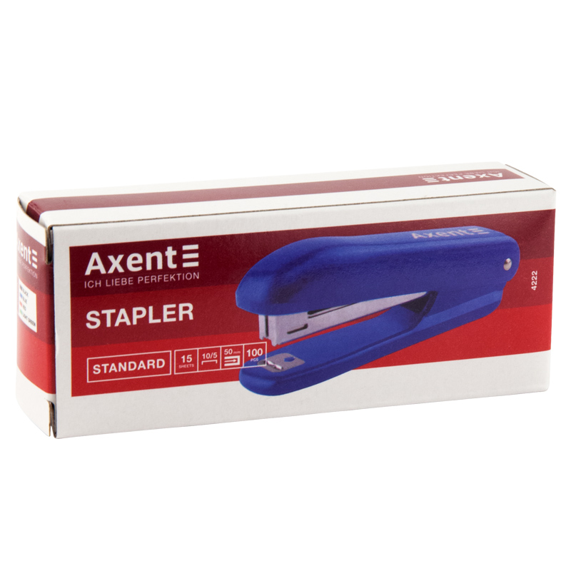 Степлер Axent Standard скобы №10/5 до 15 листов Синий (4222-02-A) - фото 3