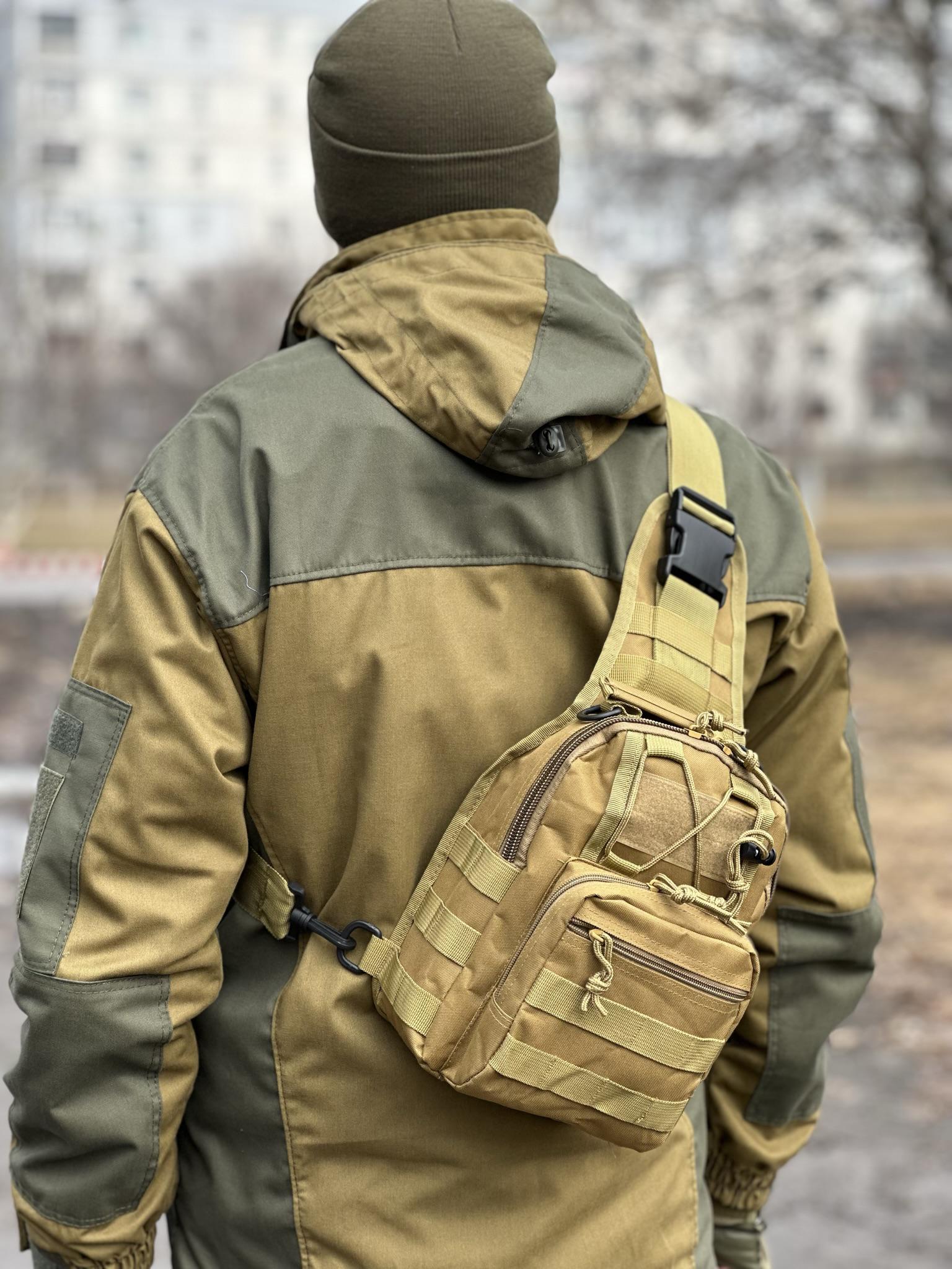 Сумка-слинг однолямочная Tactic с системой molle 7 л Coyote (095-coyote) - фото 4