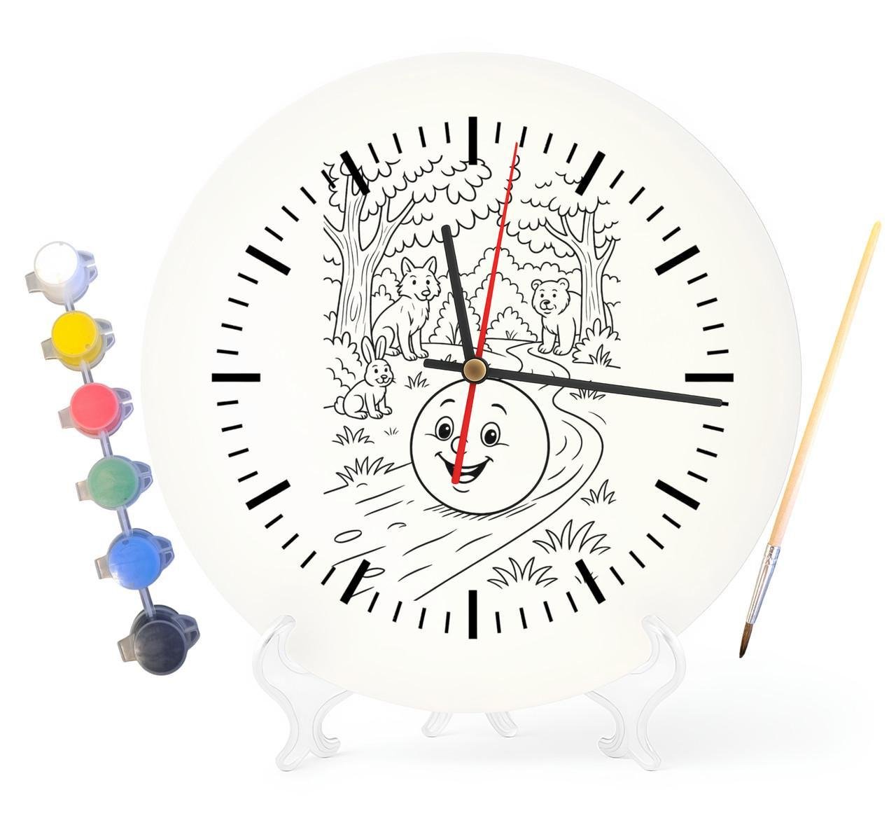 Детский набор для творчества часы-раскраски Колобок по мотивам народной сказки 30 см (Г0021)