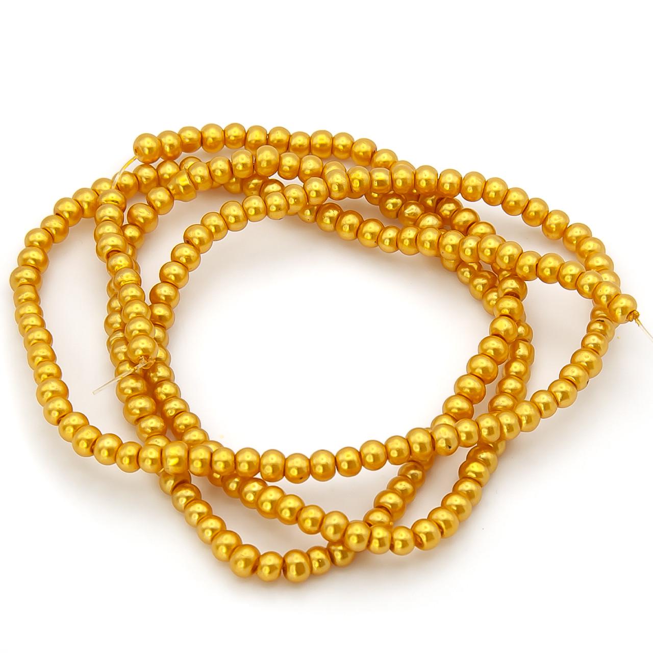 Бусины стеклянные на нитке под жемчуг 6 мм 80 см 145 шт. Желтый (БЖ0006ш31)