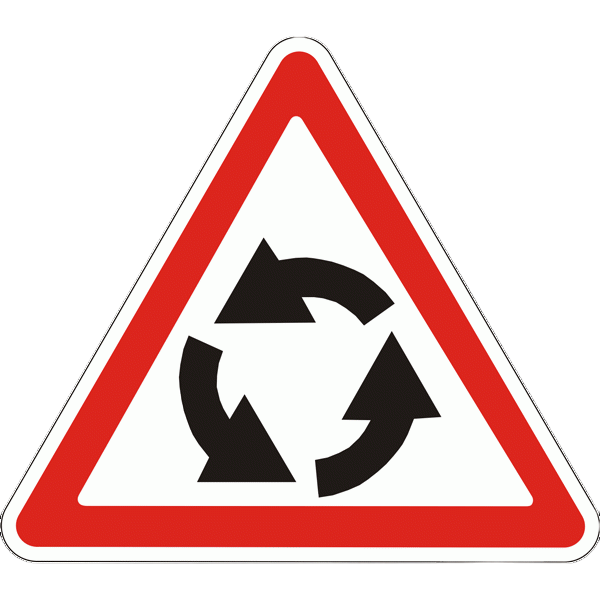 Дорожный знак 1.19 Сечение с круговым движением ДСТУ 4100:2002. 700х900 мм