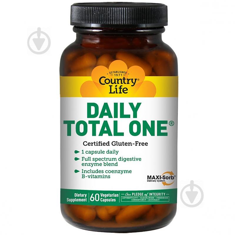 Мультивитамины для взрослых с железом Country Life Daily Total One 60 желатиновых капсул (CLF8164)