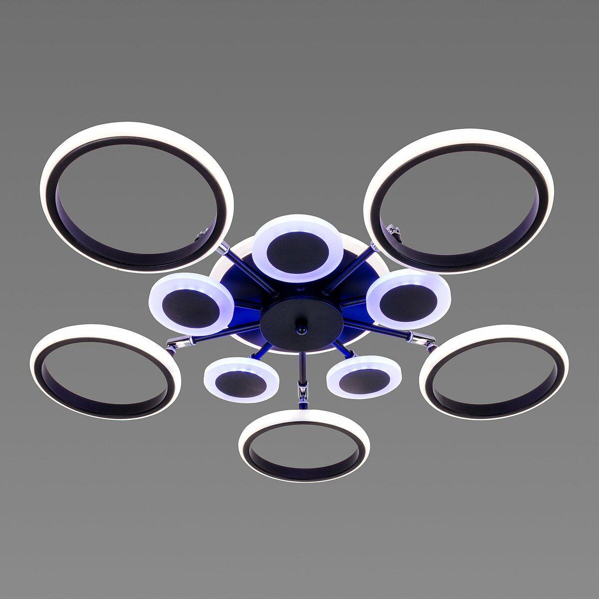 Люстра светодиодная Sirius на десять плафонов 152W 3000-6500К Черный (77745/5+5)