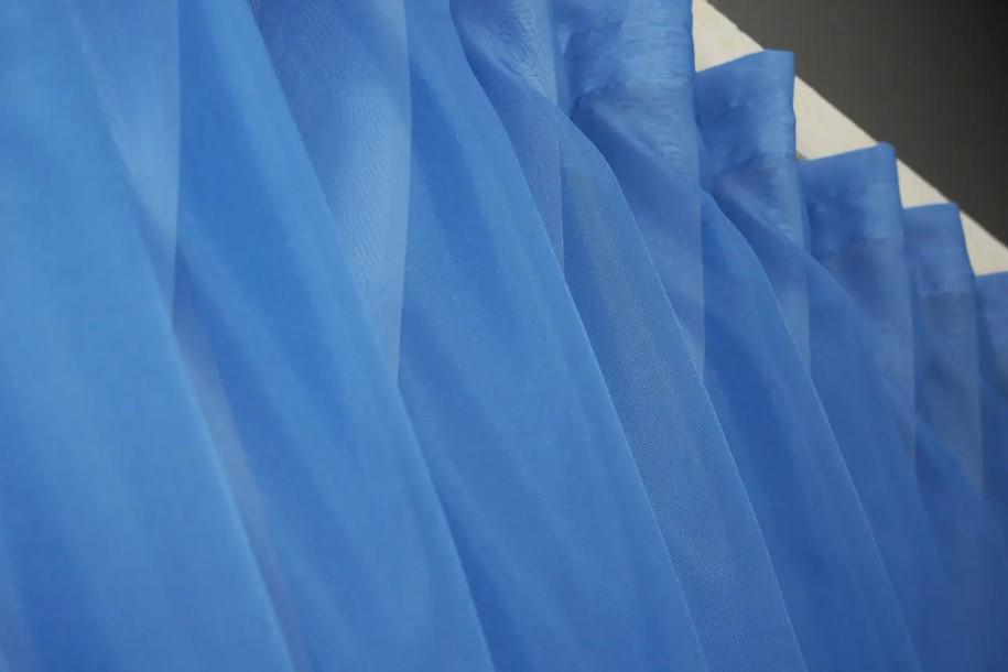 Комплект штор для кухни шифон 280х170 см Белый/Голубой (076к) - фото 5 Комплект штор для кухни шифон 280х170 см Белый/Голубой (076к) - фото 5