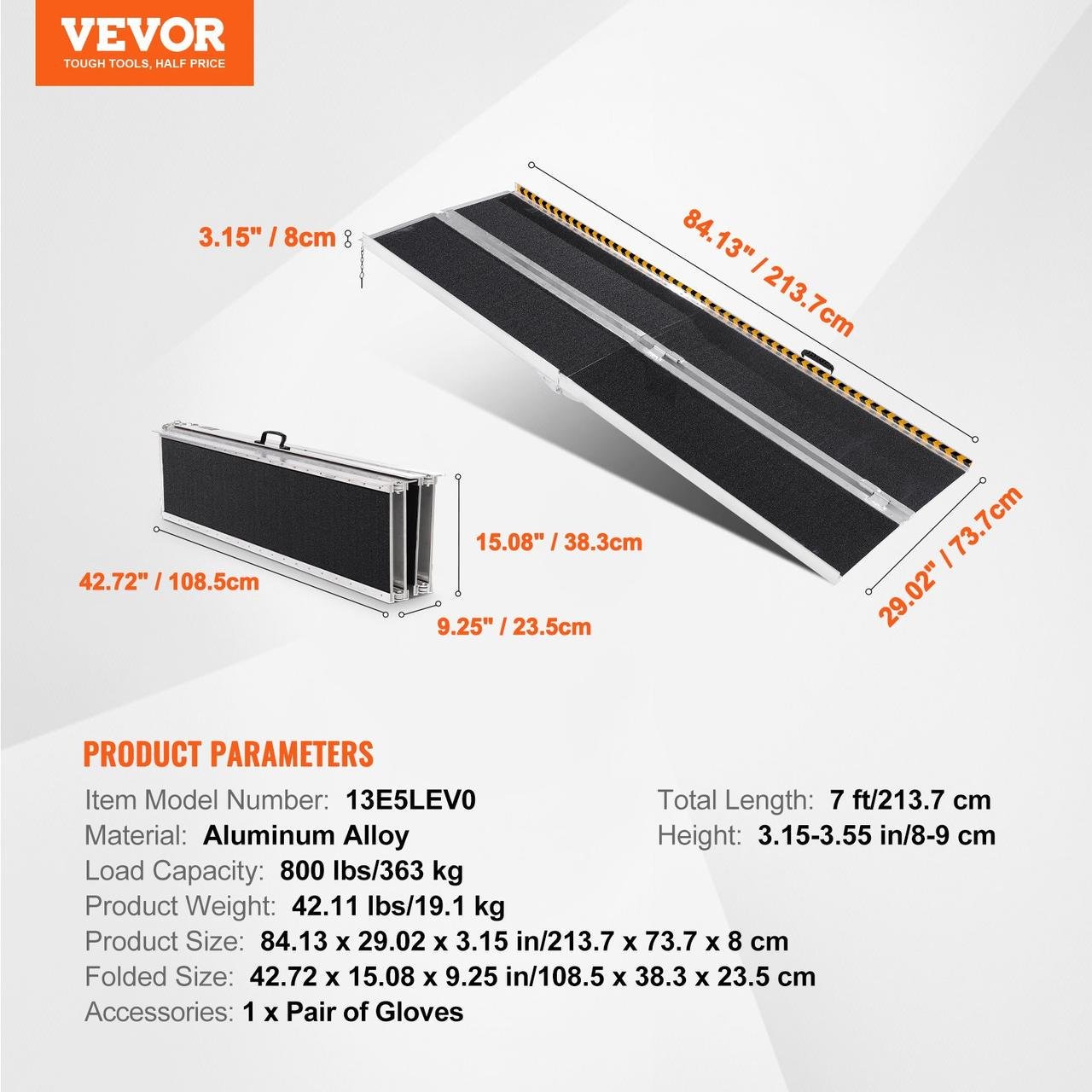 Пандус складаний для інвалідних візків Vevor вантажопідйомність 363 кг поверхня не ковзає 3 м - фото 7 Пандус складаний для інвалідних візків Vevor вантажопідйомність 363 кг поверхня не ковзає 3 м - фото 7