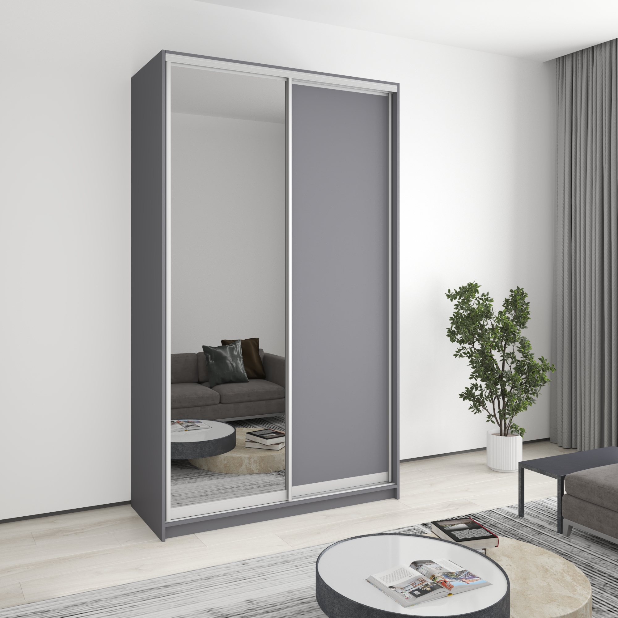 Шкаф-купе двухдверный Mebel Star Стандарт AL MBS-3676 140х45х240 см Антрацит (1004860) Шкаф-купе двухдверный Mebel Star Стандарт AL MBS-3676 140х45х240 см Антрацит (1004860)