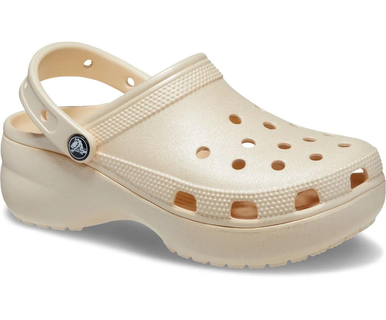 Сабо женские Crocs Classic Platform Shimmer Clog M7W9 р. 39 25,5 см Vanilla (208590) - фото 2 Сабо женские Crocs Classic Platform Shimmer Clog M7W9 р. 39 25,5 см Vanilla (208590) - фото 2