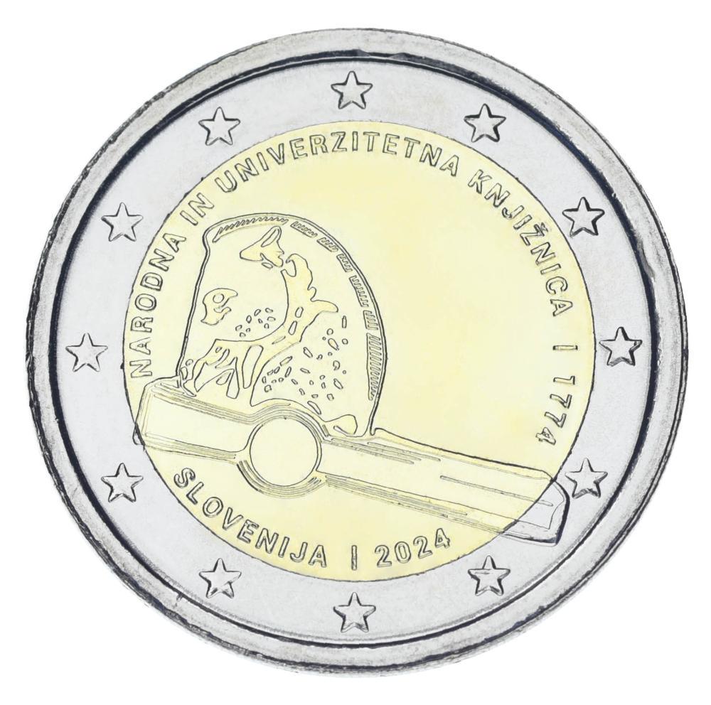 Коллекционная монета Словения 2 евро 2024 Биметалл UNC 250 лет Национальной и университетской библиотеке (М21066)