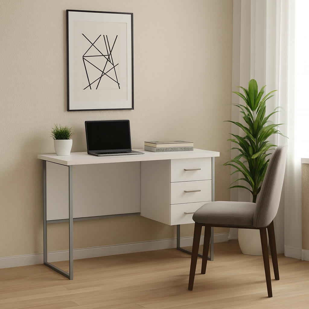 Стол письменный Garri Ferrum металлический каркас 3 ящика 32 мм 76x120x70 см Серый/Белый (FRD-101476)