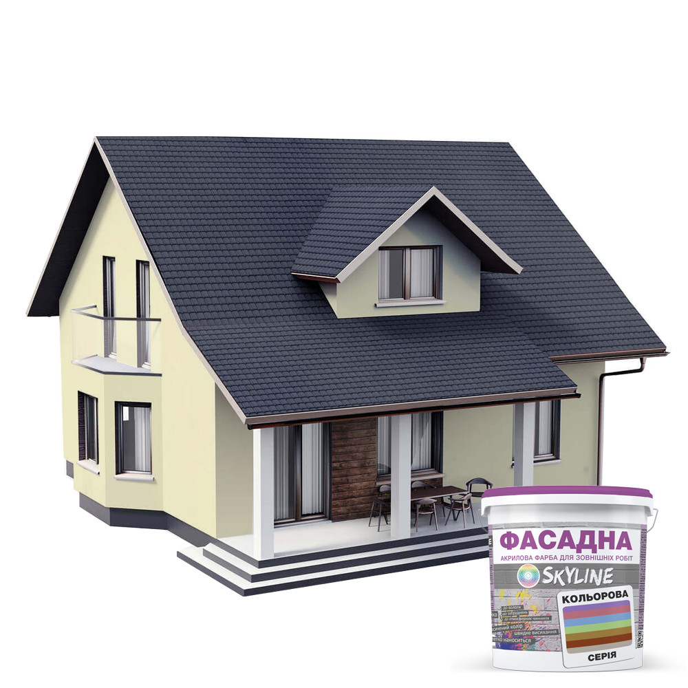 Краска акрил-латексная фасадная Skyline 0505-Y30R 1 л Кремовый (650c0ccb4bc23147a0718aab) - фото 3