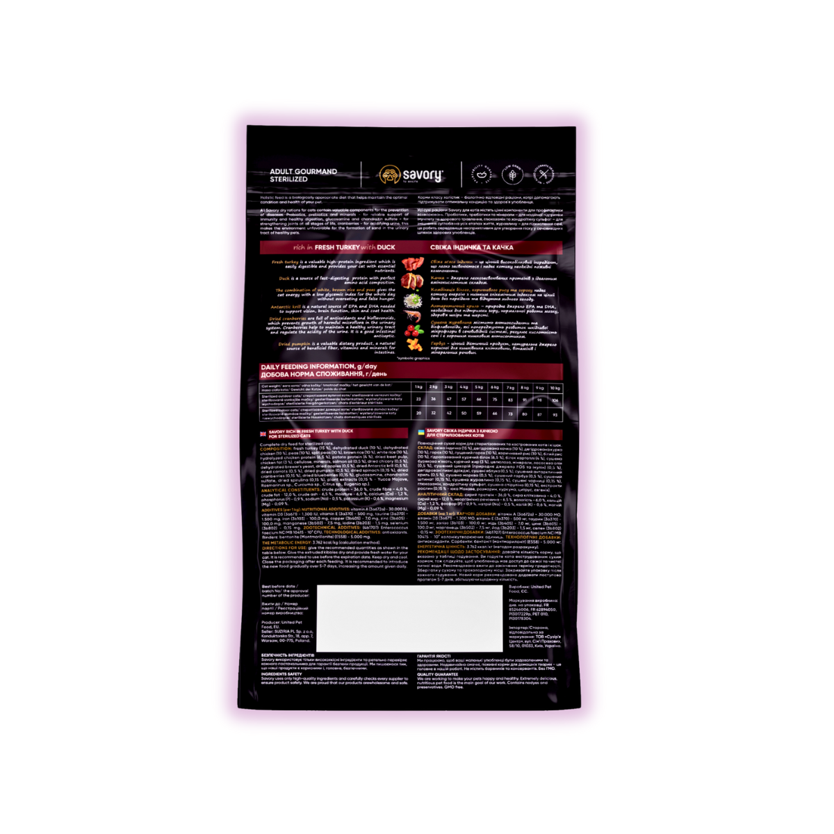 Корм сухий для стерилізованих котів Savory з індичкою та качкою 8 кг (29732838) - фото 2 Корм сухий для стерилізованих котів Savory з індичкою та качкою 8 кг (29732838) - фото 2