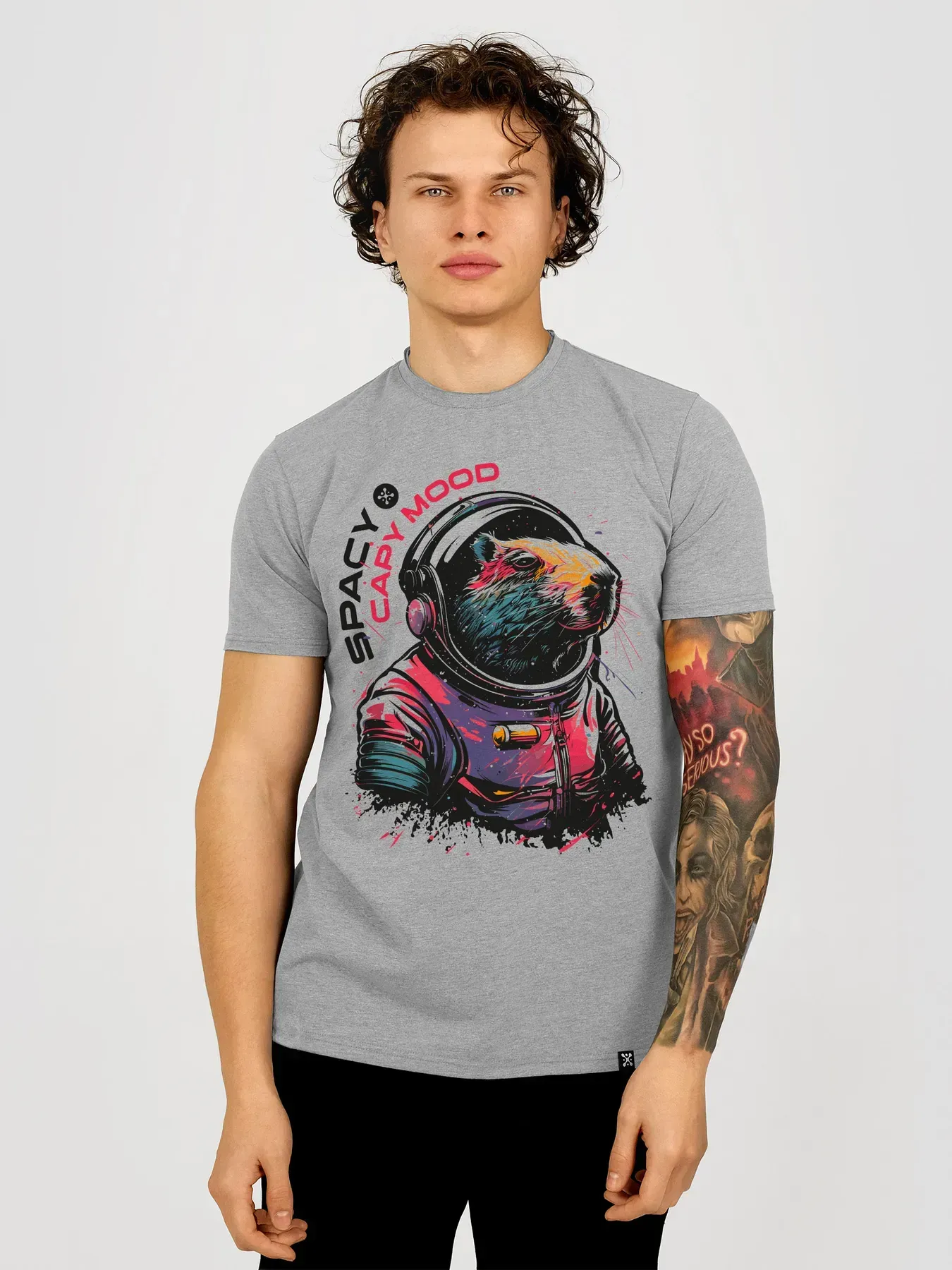 Футболка мужская Капибара "Spacy Capy Mood" 2XL Серый (27217690)
