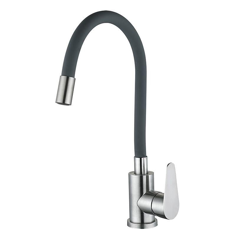 Смеситель для кухни с серым гибким изливом Zerix Fox-011 Refl SUS304 Gray (ZX4834)