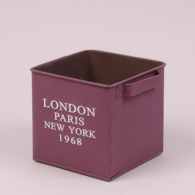 Кашпо металлическое Flora London Paris New York 1968 38883 Фиолетовый (DR013668) - фото 1