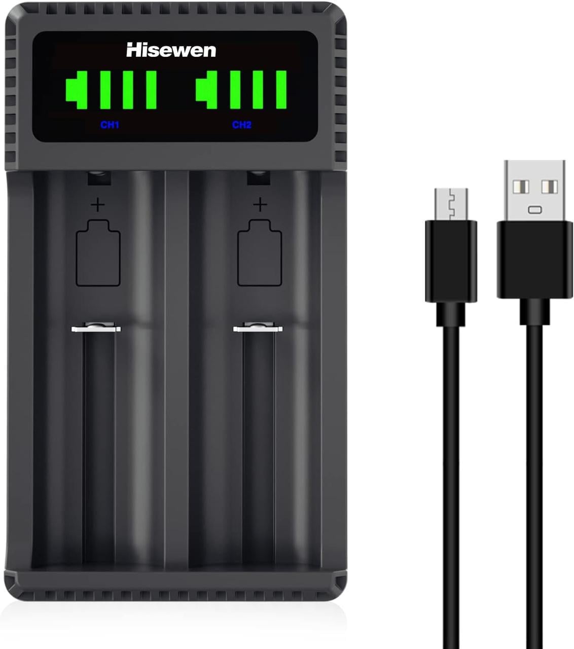 Зарядное устройство для аккумуляторов Hisewen 2 слота Li-ion 36/37 В USB LED-дисплей