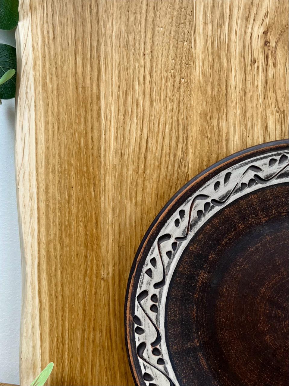 Тарілка керамічна глиняна різьблена ангоб 21 см (3001-4) - фото 3