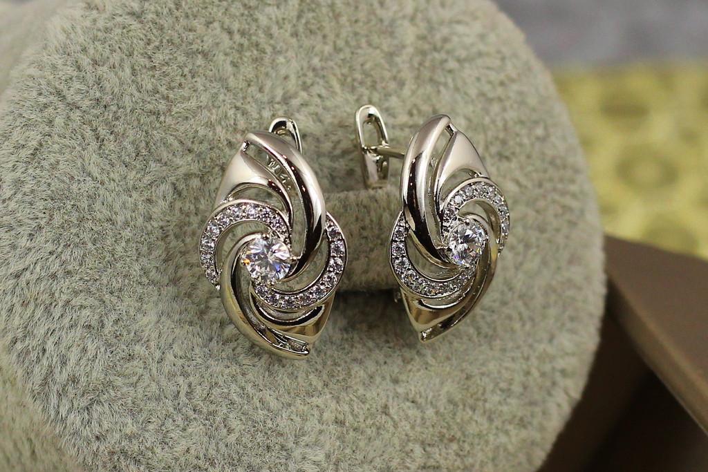 Серьги Xuping Jewelry Водоворот 2 см Серебристый (2003988045)