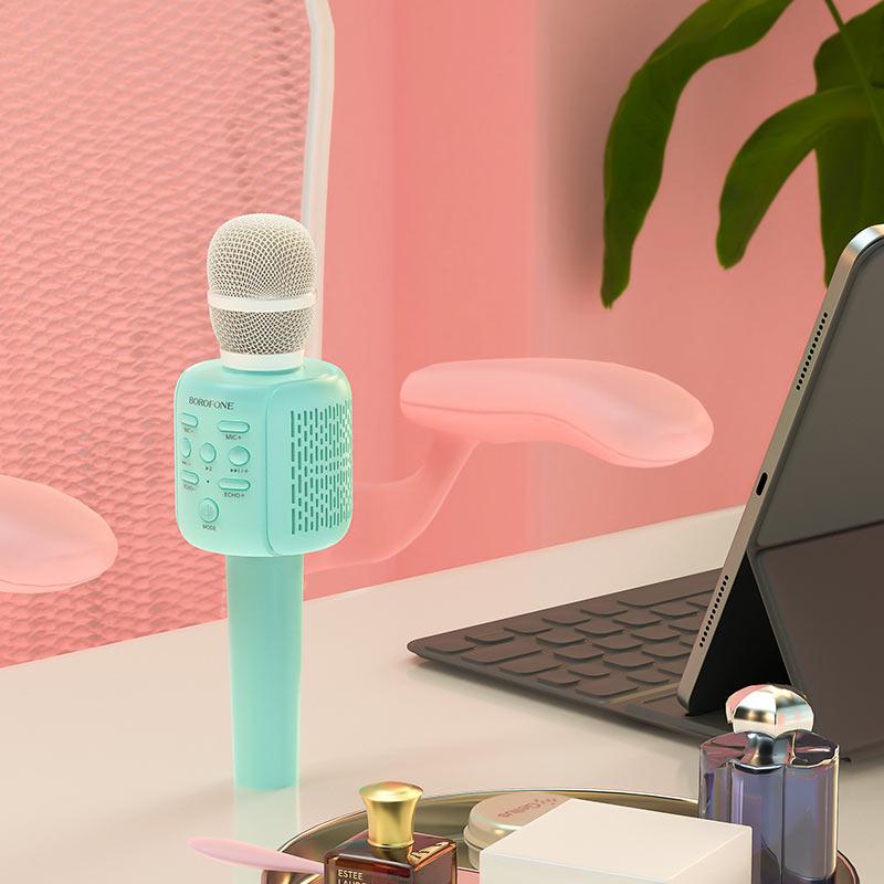 Караоке микрофон-колонка Borofone BF1U Rhyme Бирюзовый - фото 4 Караоке микрофон-колонка Borofone BF1U Rhyme Бирюзовый - фото 4