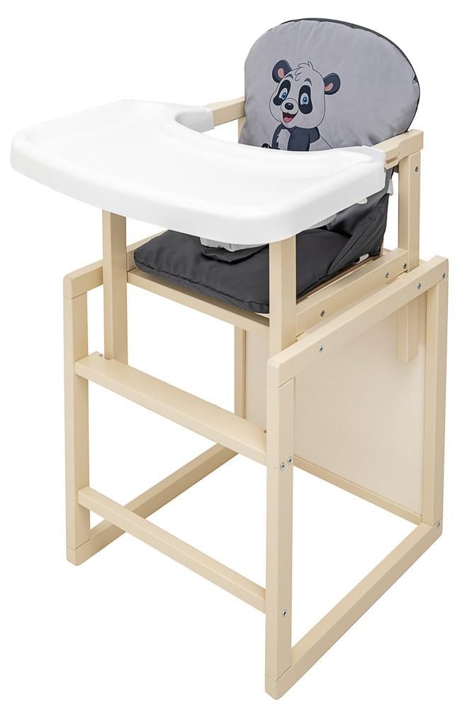 Стільчик-трансформер дитячий для годування Babyroom Пеппі-260 дерев'яний 47х50х93 см Слонова кістка графіт (150-7-680989)