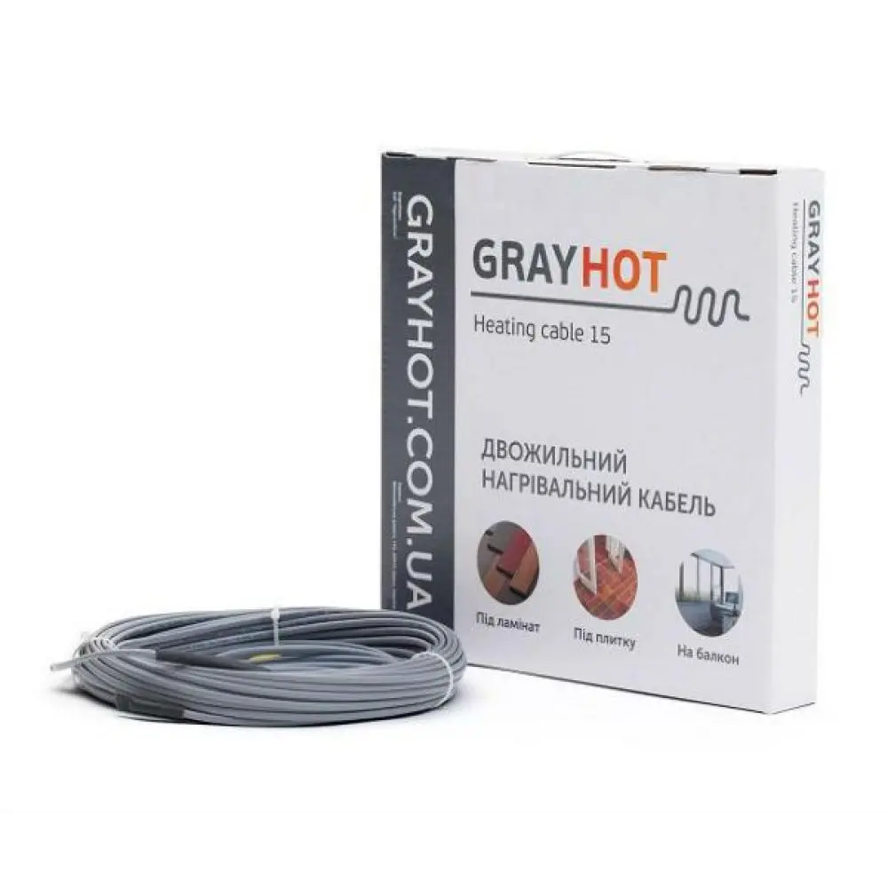 Кабель нагревательный для теплого пола GrayHot 129 Вт 9 м (729)