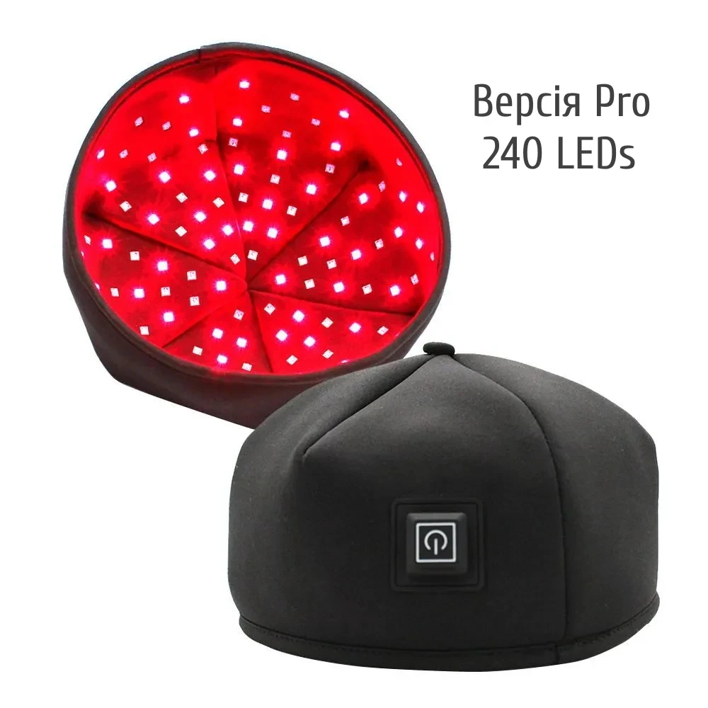 Шапка інфрачервона для росту волосся RedoPro світлова LED терапія 240 діодів 660nm і 850nm USB (135138) - фото 2