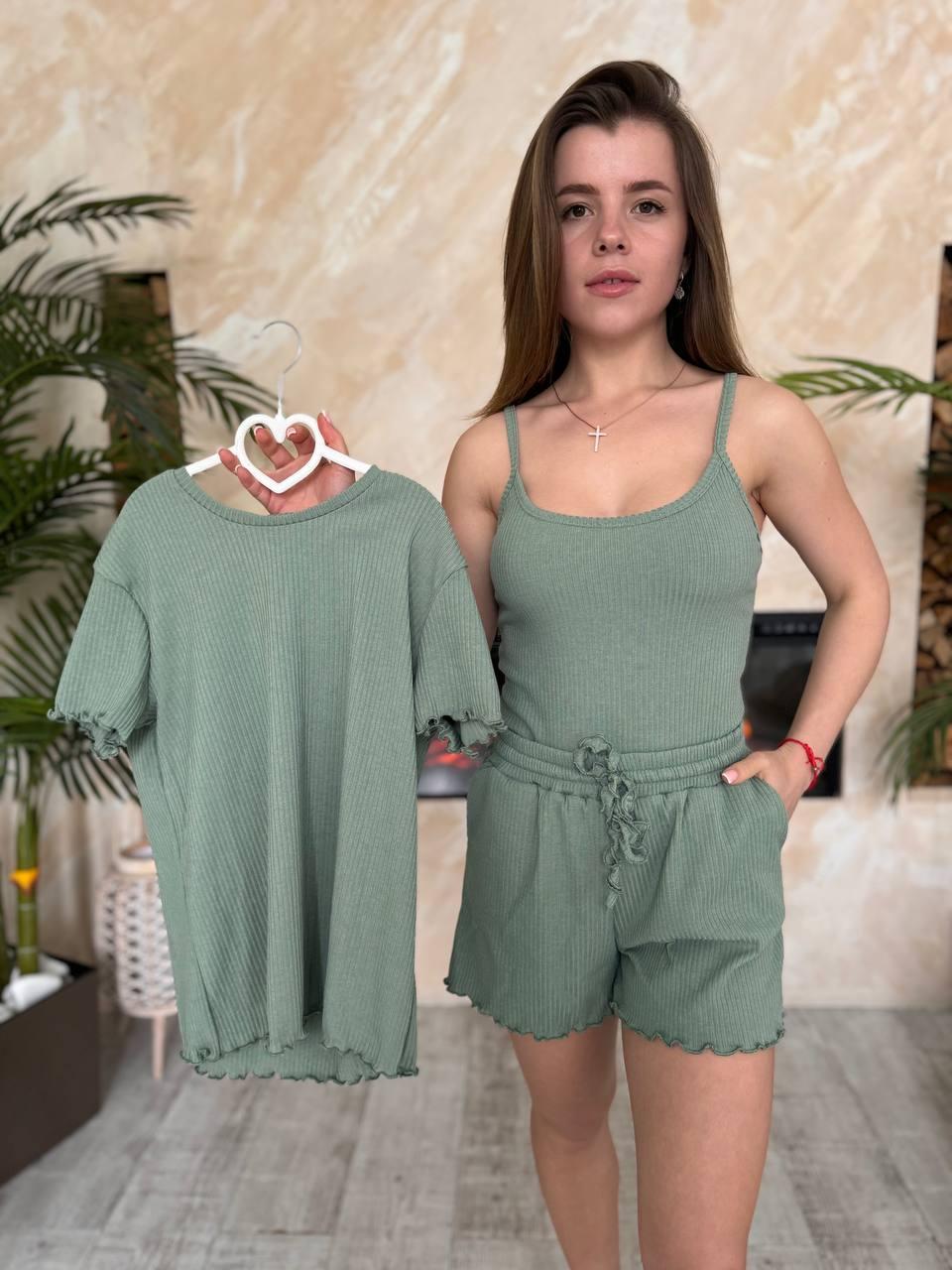 Пижама женская S Оливковый (П4К-al-rub-25-002) - фото 2