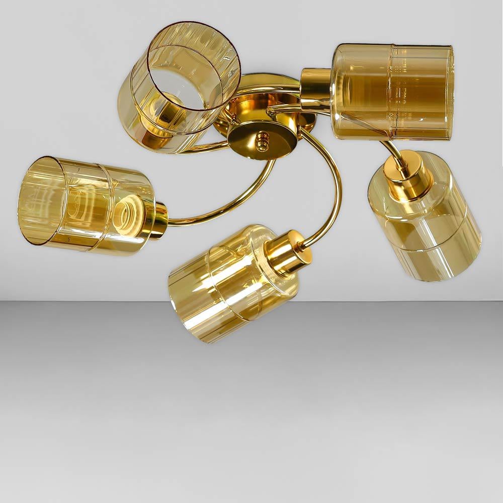 Люстра потолочная Light House SC-18705/5 FG d 520х210 мм Золотой/Медовый