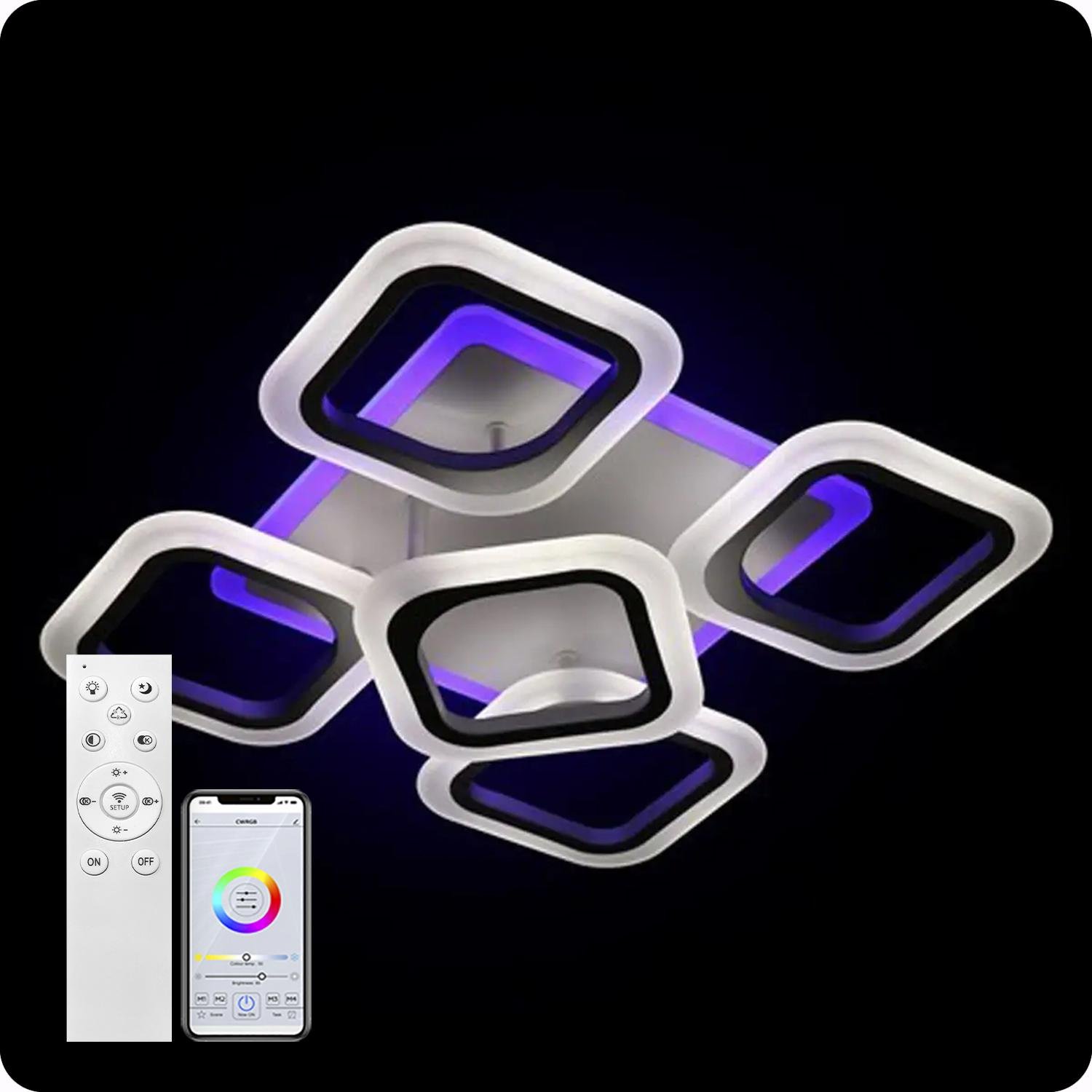 Люстра світлодіодна 517 Light 3color з пультом 90 Вт Чорний (01850) - фото 6 Люстра світлодіодна 517 Light 3color з пультом 90 Вт Чорний (01850) - фото 6