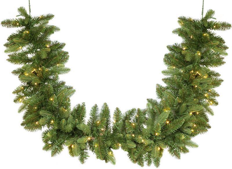 Декоративная искусственная еловая гирлянда Хвоя 210 веток 182 см 70 LED-лампочек (BD-840-230)