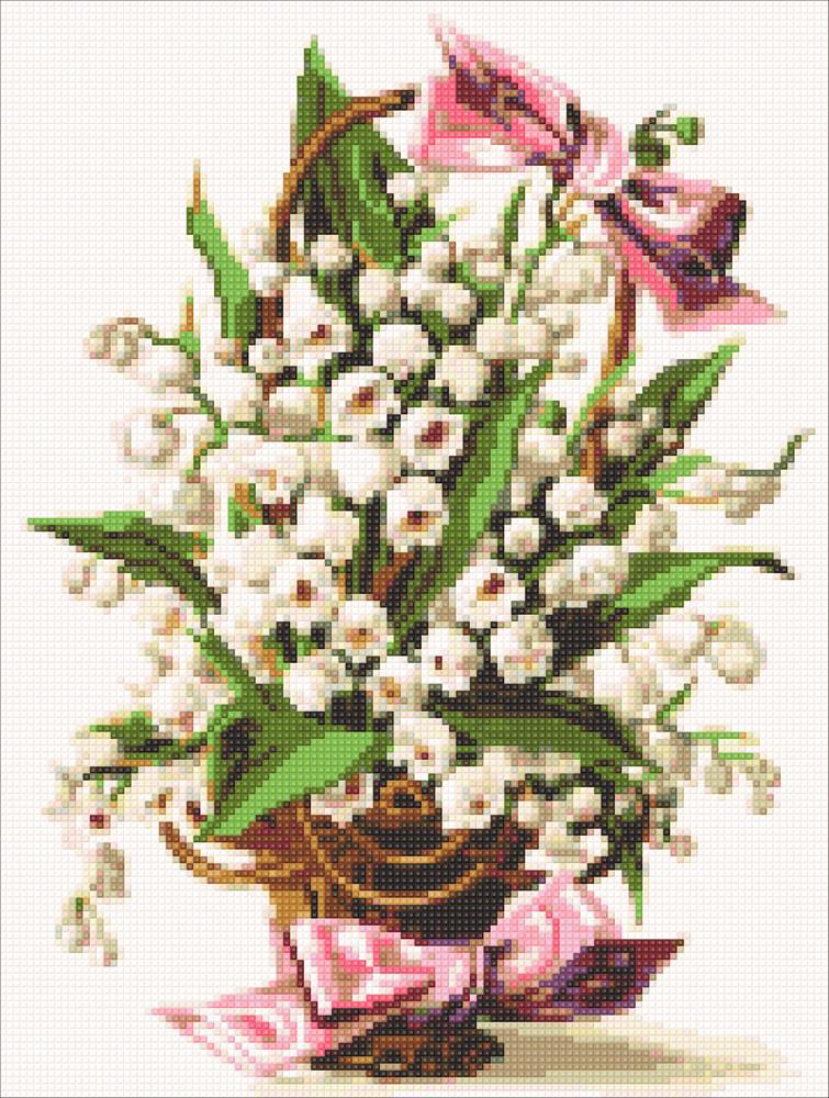 Алмазная мозаика на подрамнике Корзина ландышей 30х40 см (DM.318-pdr)