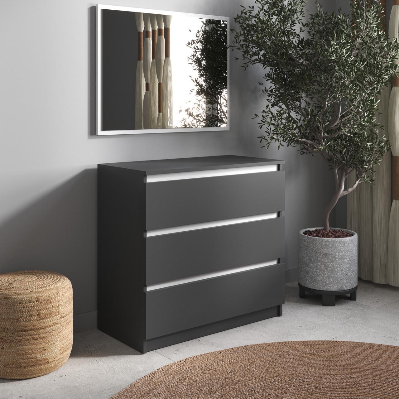 Комод VAYS с 3 ящиками телескопические направляющие 80х40х75 см Антрацит/Белый (30821078)