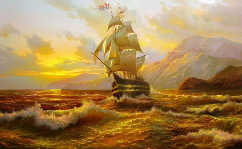 Алмазная мозаика Отважный парусник 30x40 см без рамки 40x8x5 см (H8166)