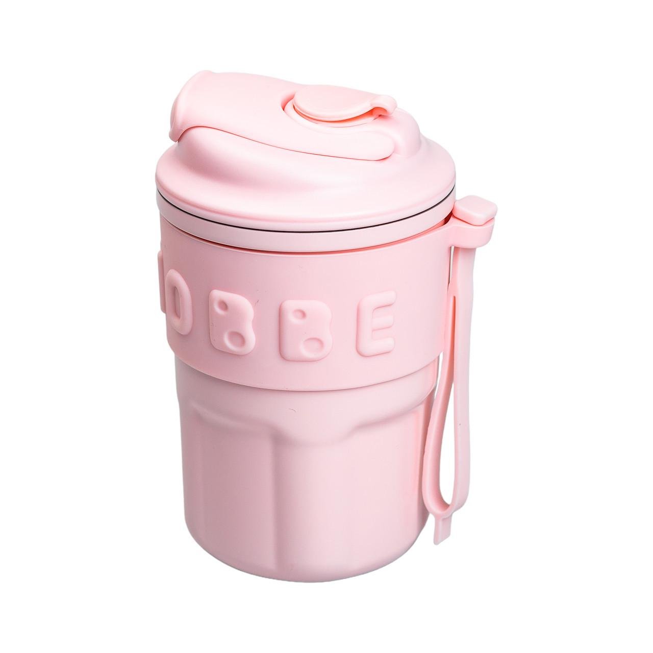 Термокружка Chiobbe с трубочкой и ремешком HP-14-18P 450 мл Розовый (A-033273)