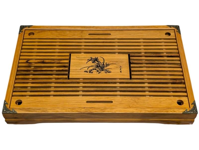 Чабань-столик для чайной церемонии Цветы 43х28 см Светлое дерево (10-4-0007) - фото 2