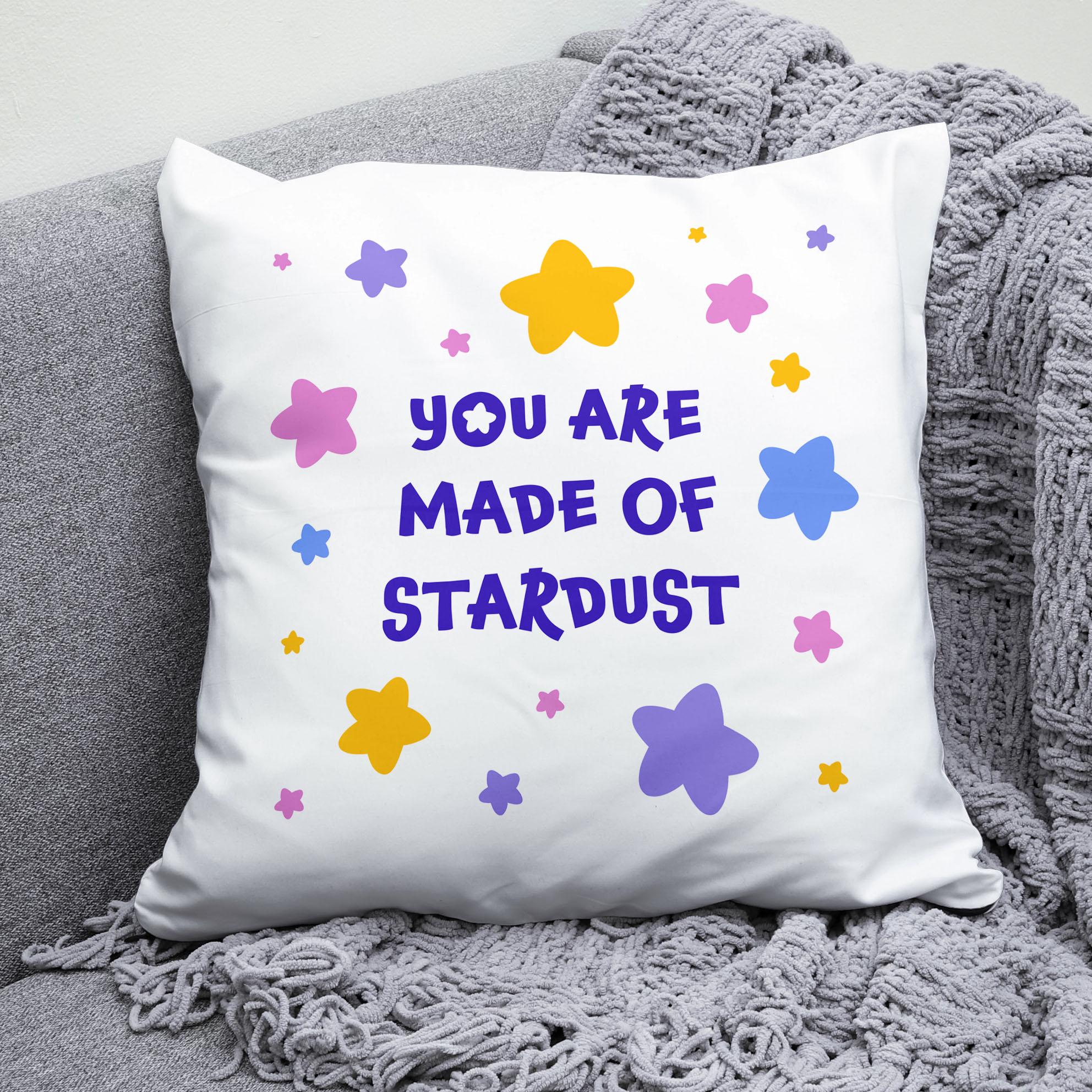 Плюшевая подушка квадрат с принтом "You are made of stardust"