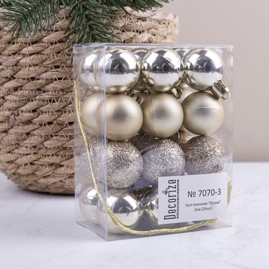 Шары елочный 3 см 24 шт. Шампань (7070-3) - фото 1 Шары елочный 3 см 24 шт. Шампань (7070-3) - фото 1