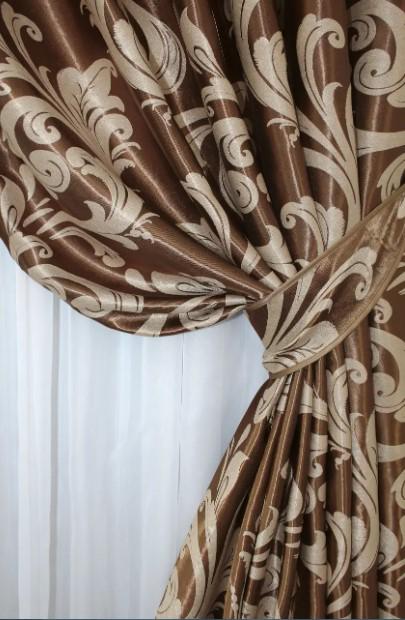 Ткань для штор Лилия блекаут/софт Коричневый (1275ш) - фото 3 Ткань для штор Лилия блекаут/софт Коричневый (1275ш) - фото 3