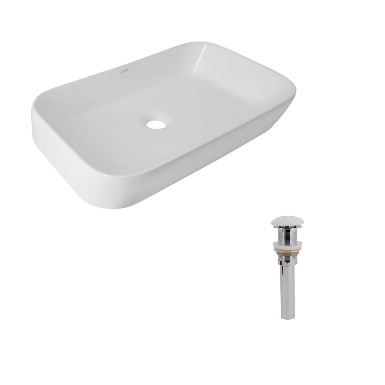 Комплект Qtap Scorpio накладная раковина 550x390x120 мм White и донный клапан Pop-up PU02 (2698588004)