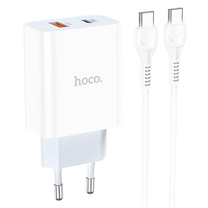 Зарядное устройство сетевое Hoco C97A PD20W+QC3.0 1USB/1Type-C/3A/Type-C to Type-C Белый (00000062809_1)
