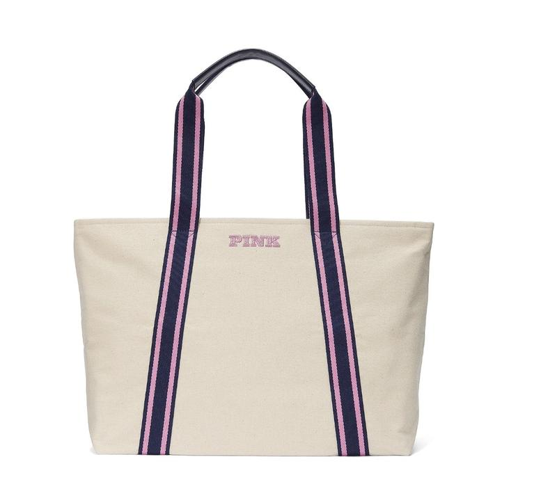 Сумка шопер Victoria's Secret Signature Canvas Tote Bag Бежевий (23181918)