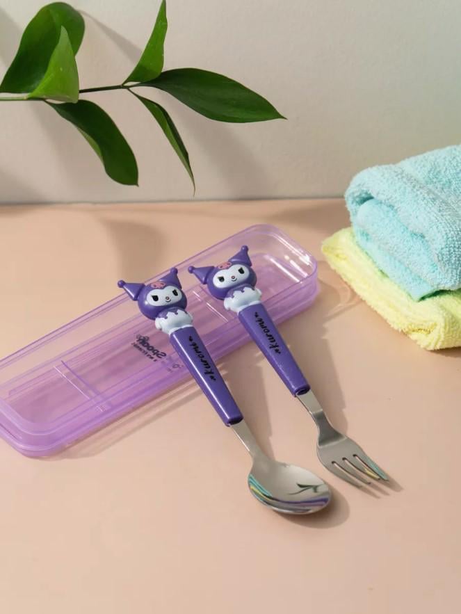 Столовые приборы детские ложка и вилка Kuromi из нержавеющей стали