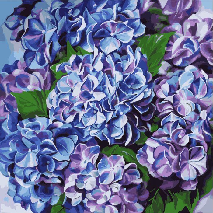Картина за номерами Ідейка Яскрава гортензія 40х40 см