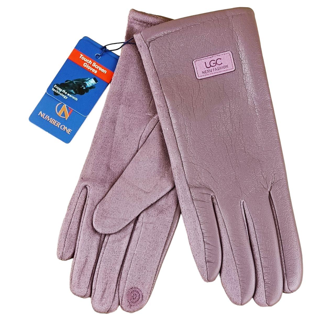 Перчатки женские UGC Дизайн 1 сенсорные экокожа/спандекс Лиловый (47316)